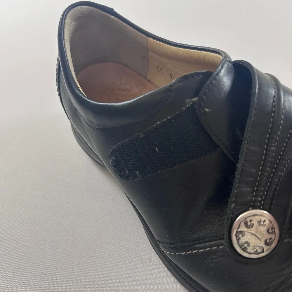 Finn Comfort Galway Shoes Women UK 5 US 7.5 Black Leather Slip On Sneaker Loafer